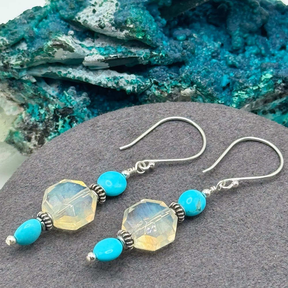 🩵REFINED Turquoise Pineapple Quartz Bali Sterling Earrings🩵